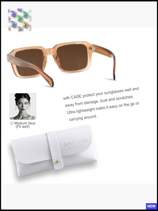Retro 70s 80s Vintage Square Rectangle Sunglasses Polarized UV400 Protection main image 5